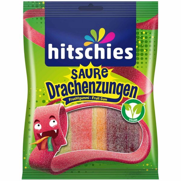 Hitschies | Saure Drachenzungen, 4 Geschmacksrichtungen, Fruchtgummi • 125g ➤ VPE = 20 Stück