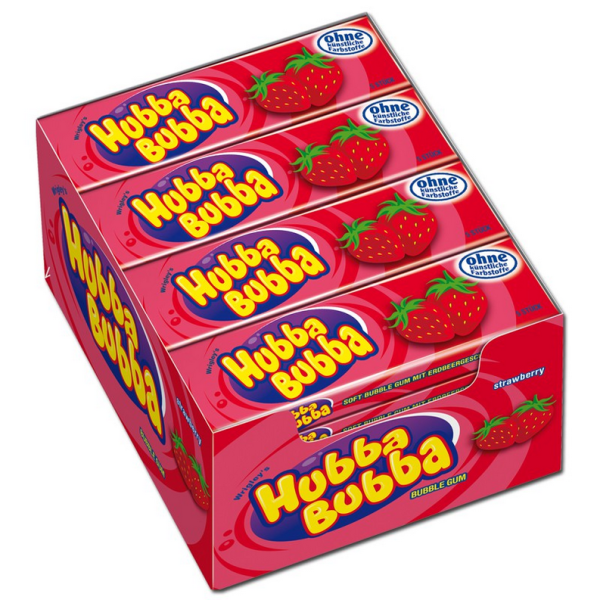 Wrigley | Hubba Bubba Erdbeere, Kaugummi, Multipack 20 x 35g