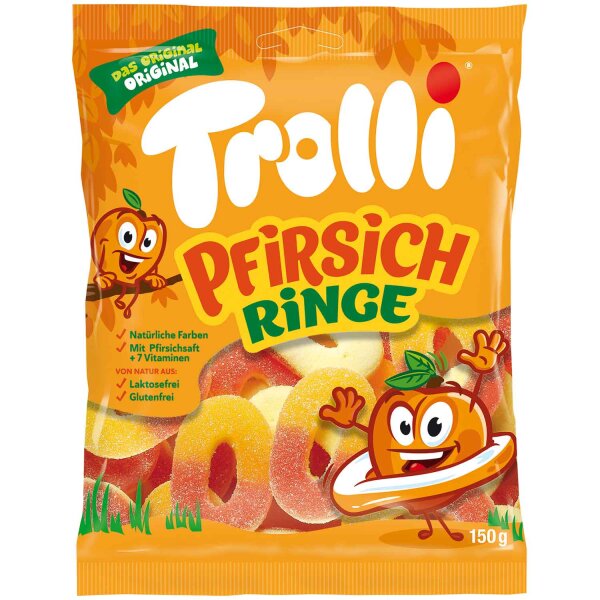 Trolli | Pfirsichringe • Schaumzucker und Pfirsichsaft • 150g ➤ VPE = 21 Stück
