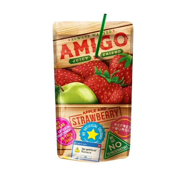 Amigo | Apple & Strawberry Softdrink • Einweg • 200ml ➤ VPE = 8 Stück