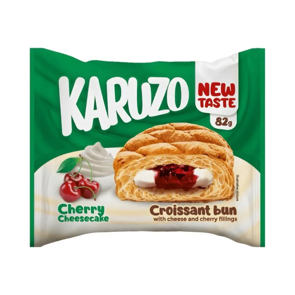 Karuzo | Kirsche Cheesecake, Croissant, Hörnchen, Snack • 82g ➤ VPE = 24 Stück